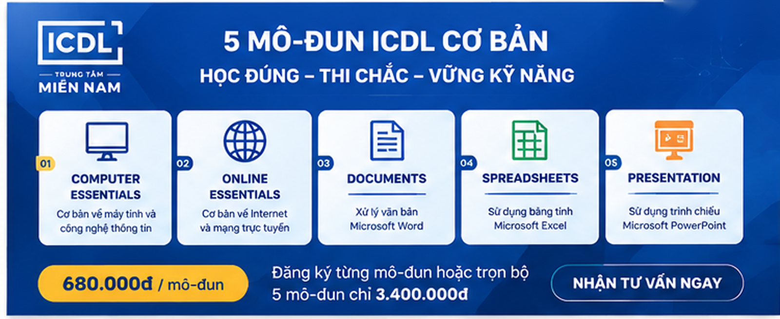 Tổng quan 5 mô-đun ICDL cơ bản